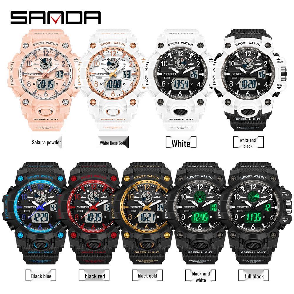 Sanda Men's Waterproof Luminous Multifunctional Sports Watch with Alarm