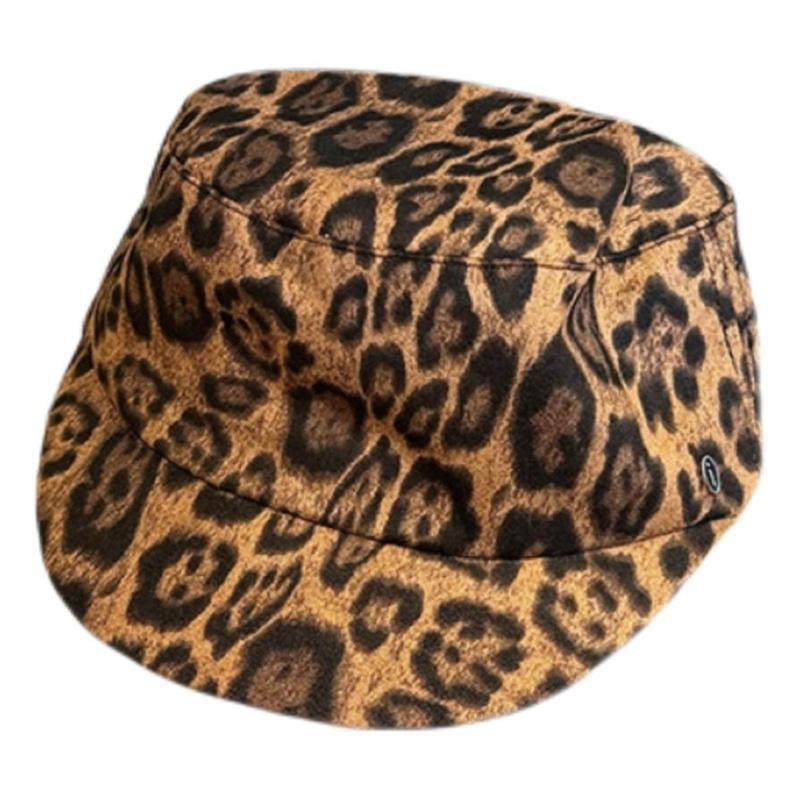 Winter Autumn Soft Stretchable Leopard Pattern Beret Cap Breathable Faux Suedes Unisex Fashion Headwear