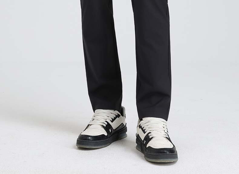 Langdeng Men's Long Staple Cotton Breathable Straight Leg Casual Pants