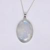 Regenbogen Mondstein Oval Edelstein Anhänger Halskette, Massives 925 Sterling Silber, handgefertigter Schmuck, Statement Schmuck, Designer Schmuck