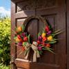 Artificial Floral Wreath European   Colorful Flowers Hanging Wreath for Indoor Outdoor Home Decoration