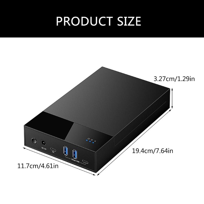 Hard Drive Case Dock with 2x USB3.0 5Gbps Fast Transfer For 3.5" & 2.5" Drives USB 3.0 DC12V Connection