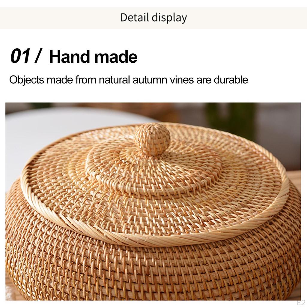 Rattan-Box-Aufbewahrungstablett, gewebter Korb mit Deckelbehältern für Picknicks