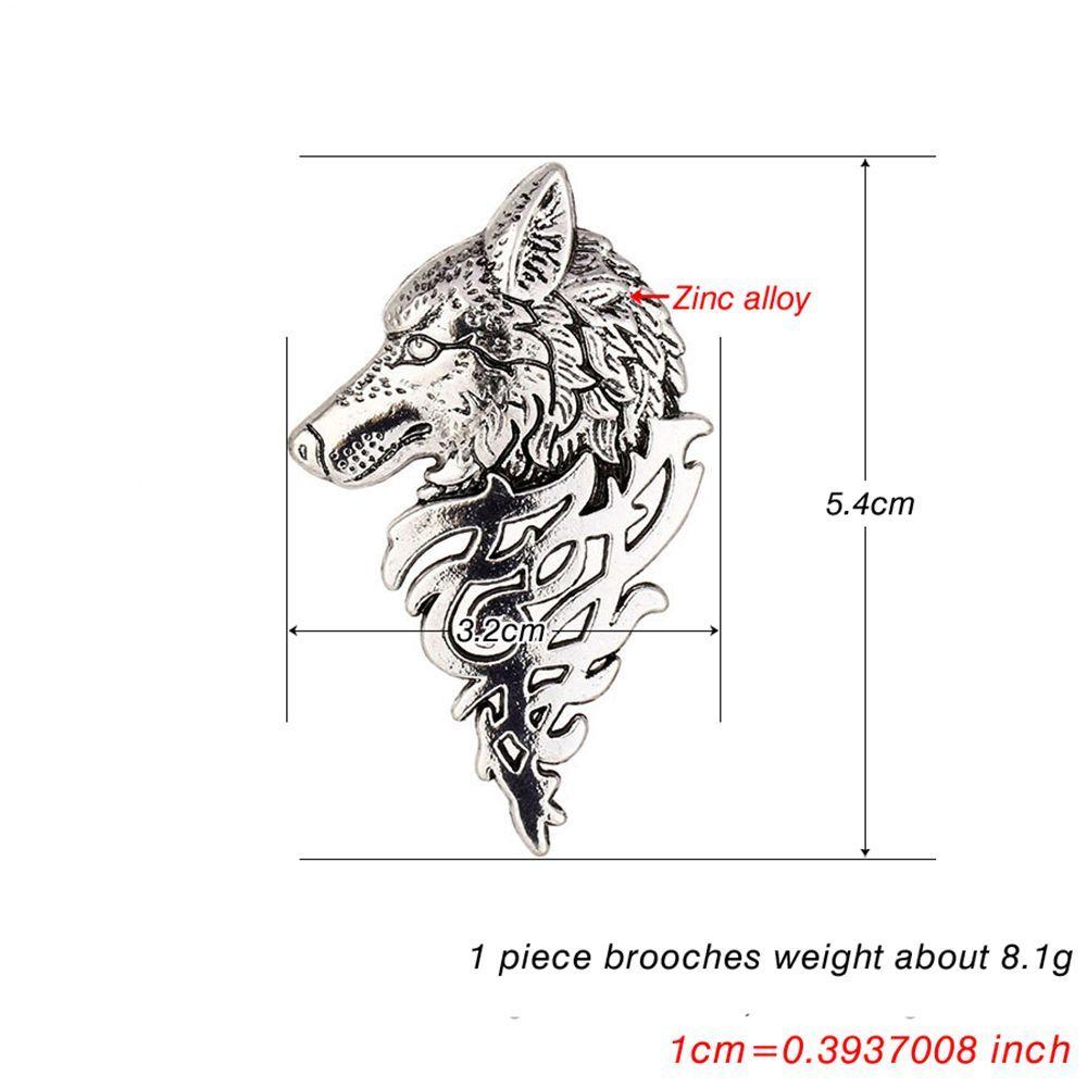 Jewelry Men Vintage Suit Collar Punk Lapel Badge Pin Wolf Brooch