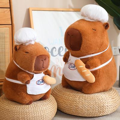 35/45/60CM Koch Capybara Plüschtiere Cartoon Kapibala Cosplay Koch Hält Brot Hässlich Niedliche Puppe Zum Begleiten Spielzeug Geschenke