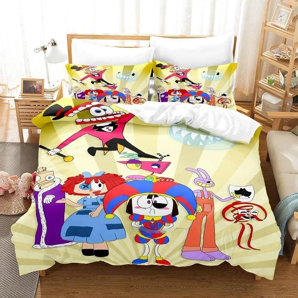 3D Printing The Amazing Digital Circus Bedding Set Cartoon Anime Three-piece Set Adult Kid Bedroom Duvetcover Sets Home Textiles
