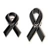 10 Piece Stylish Black Ribbon Badge For Cancer Awareness Programs And Formal Clothing Alloy Enamel Brooch Corsage Pin