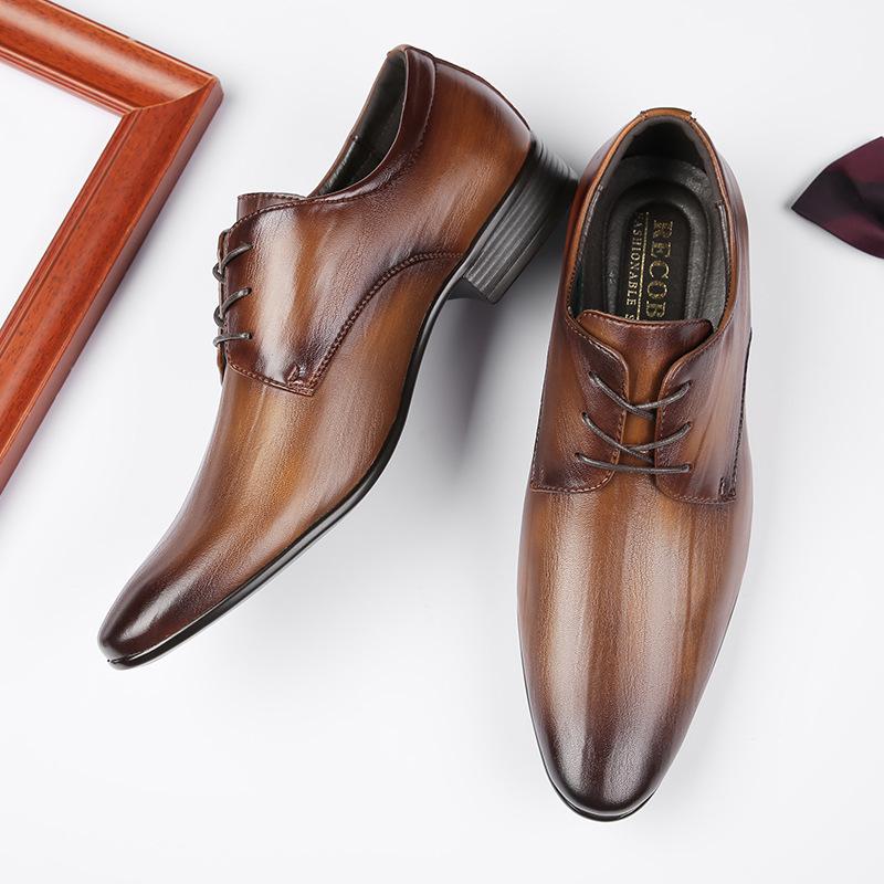 

Японский стиль Новые зашнурованные заостренные деловые кожаные туфли мужские формальные на мягкой подошве повседневные офисные джентльменские мужские туфли мода 45