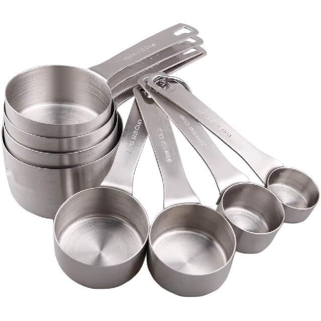 Smithcraft Measuring Cups set 8, 18/8 (304) Stainless Steel Measuring Cups Set for Kitchen & Baking, Heavy Duty Solid Measurement Cups, Us&Metric