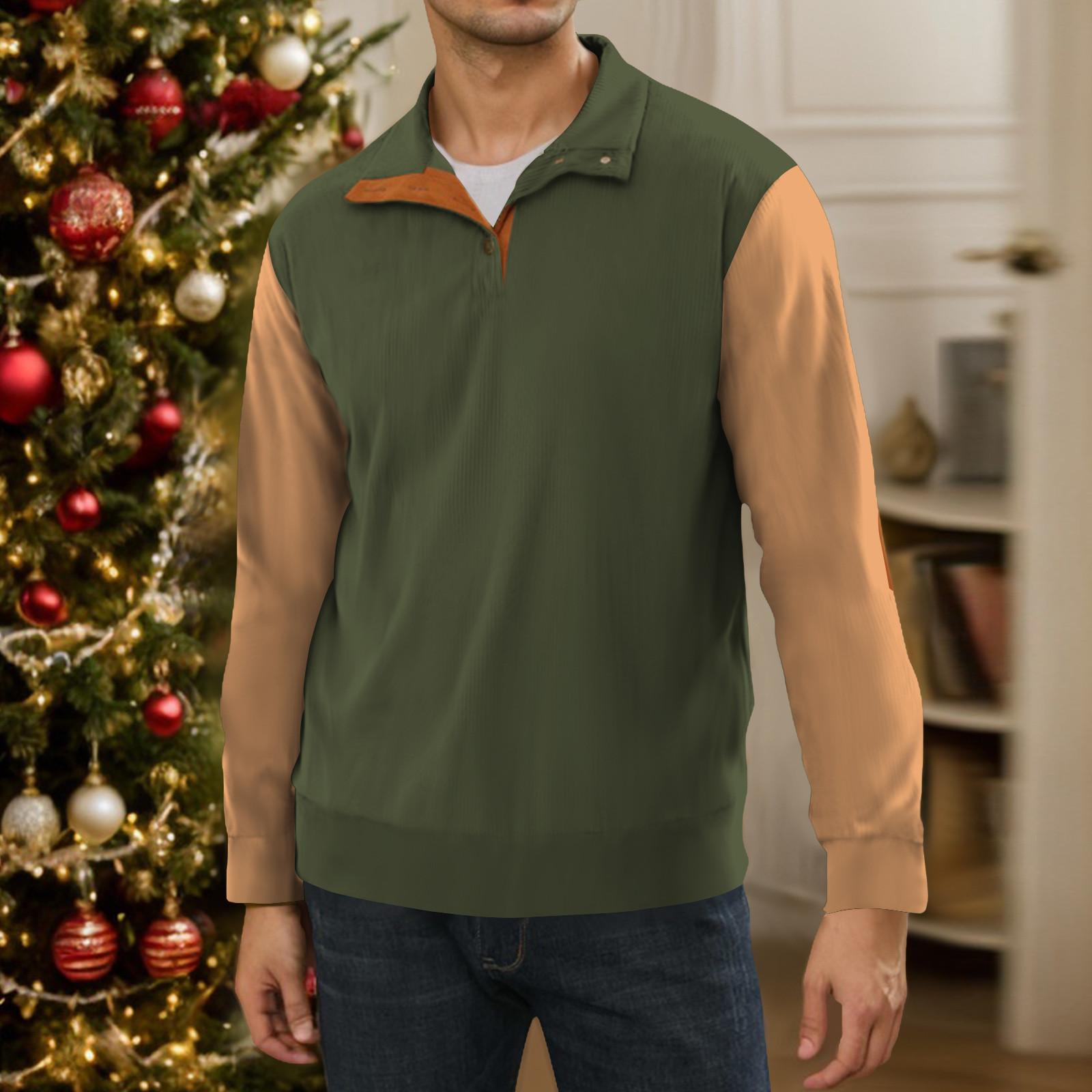 

3-Button - Мужская толстовка с воротником-стойкой, повседневная толстовка с капюшоном и пряжкой L армия зеленый