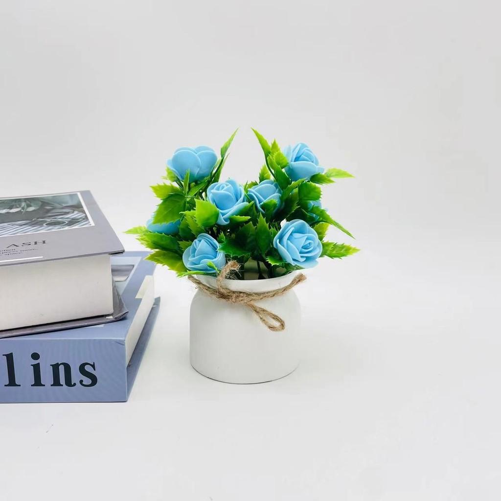Foam Rose Artificial Potted Plant With Butterfly Accent For Indoor Decoration And Photography Use