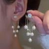 Beautiful Tassel Earrings with Pearls and Zirconium, Korean Style Jewelry, Tassel Drop Earrings… More