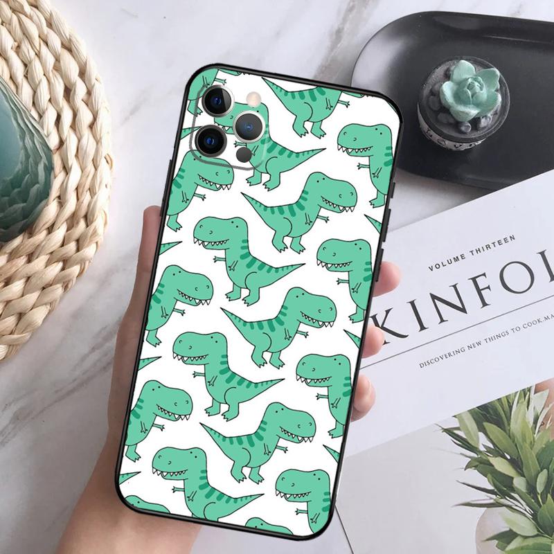 Cartoon Dinosaur Case For iPhone 15 11 12 13 14 Pro Max XS XR X 7 8 Plus 12 13 Mini 16 Pro Max Soft Cover