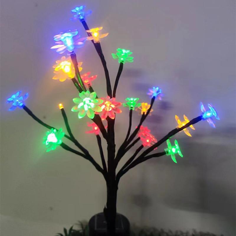 Solar Cherry Blossom Tree Light Outdoor Waterproof Garden Stake Lamp for Lawn Patio Aisle Ambient Landscape Decoration