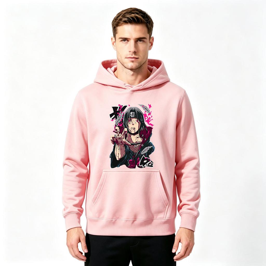 Men's Printed Pullover Hoodie Anime Character Graphic Casual Long Sleeve Sweatshirt