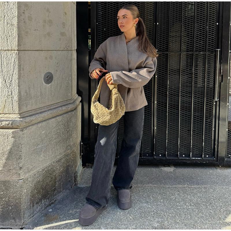 Spring Autumn Fashion V Neck Full Sleeves Women Coat Elegant Solid Color Casual Loose Jacket Woman Commuter Outerwear