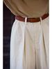 New Folk Craft Jade White Retro Wide-Leg High-Density Elastic Waist Long Pants for Autumn/Winter
