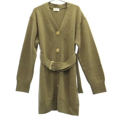 FRAY I.D Wool Long Sleeve Long Knit Cardigan F Khaki Women Used