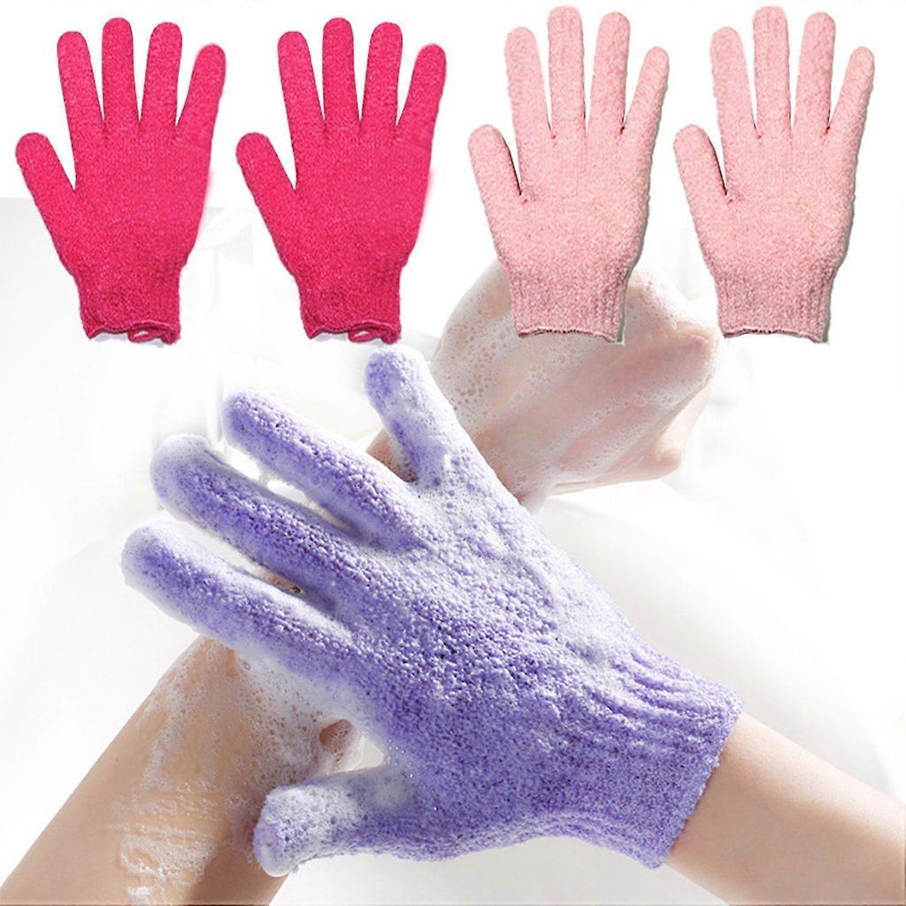 2 Pair Exfoliating Body Gloves Bath Scrub Wash Mitts Skin Massage Sponge Towel Deep Cleansing Dead Skin Brush Scrub Luxury Spa Heavy Loofah With Lanya