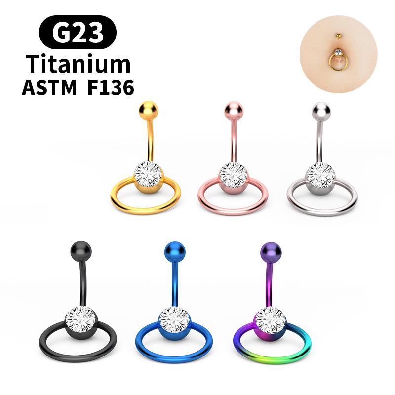 G23 Titanium Diamond Navel Ring - Captive Ball Belly Button Piercing 2023 New Titanium Alloy.
