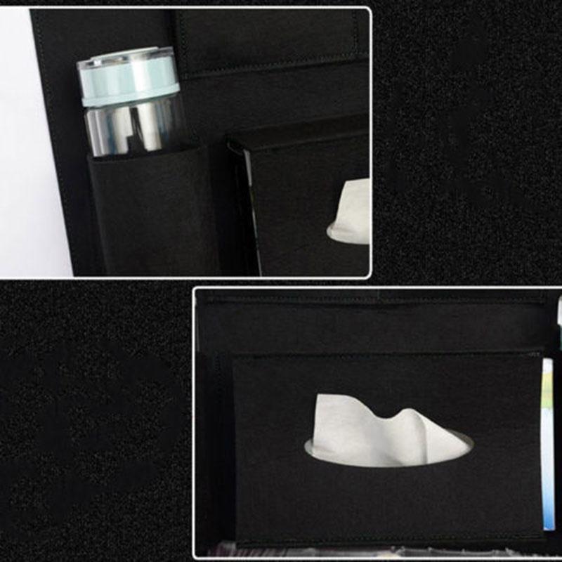 Elegant Black Auto Car Seat Back Organizer With Multi-pocket Storage For Effortless Organization