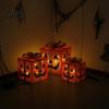 Glowing Night Light Ornaments 3Pcs Lighted Halloween Pumpkin Gift Boxes, Spooky Face Tiered Scene Layouts Presents Box, Warm Holiday Ornament