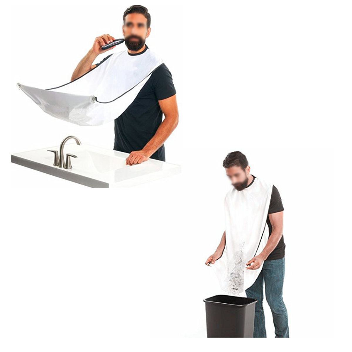 

Нагрудник для бороды - Мужская салфетка для бритья с присосками Haircut apron белый