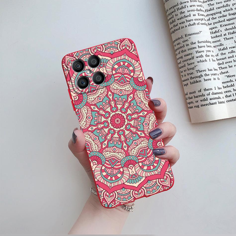 For Huawei X8 Case Fashion Flower Cartoon Pattern Soft Silicone Back Cover For Honor X8 4G TFY-LX1 TFY-LX2 TFY-LX3 HonorX8 Funda
