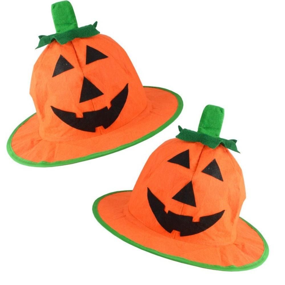 Non-woven Fabric Pumpkin Plush Hat Comfortable Halloween Cap Cute Bucket Hat  Dress Prop
