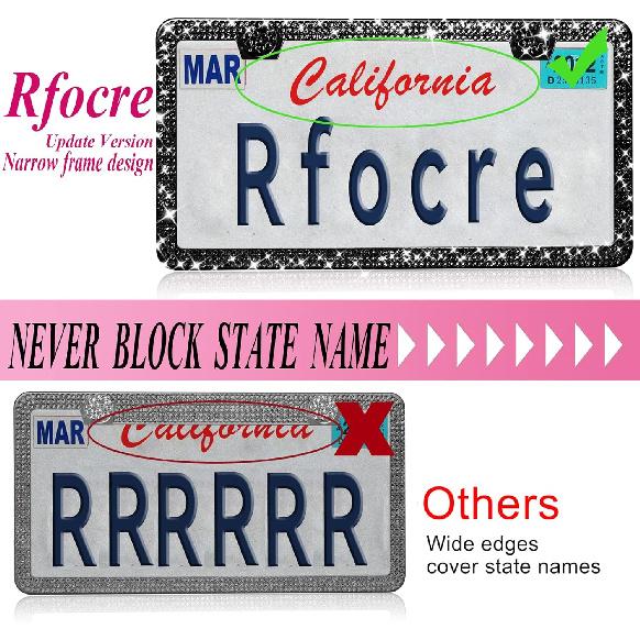 Bling License Plate Frames For Women Sparkly Rhinestone License Plate Frame Diamond Car License Plate Cover Glitter Bedazzled License Plate Holder 2