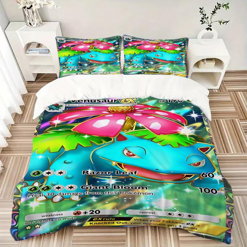 Venusaur'S Cosmic Bloom Print 3Pcs Bedding Set,Duvet Cover with 2 Bedro,Pillowcase Home Birthday Gift