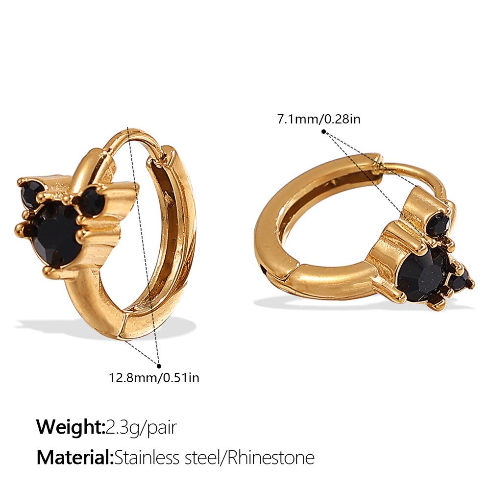 18k Gold Plated Rhinestone Butterfly Hoop Earrings - Women's Exquisite European & American Style