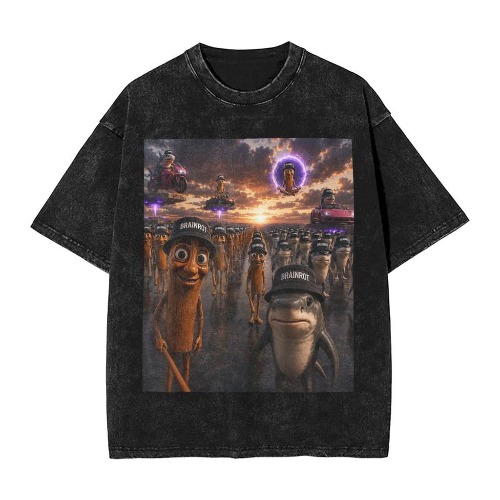 Tralalero Tralala Tung Tung Sahur Brainrot Italian Meme T Shirt Summer Streetwear T Shirts Casual Hippie Tshirt Man Loose Tees