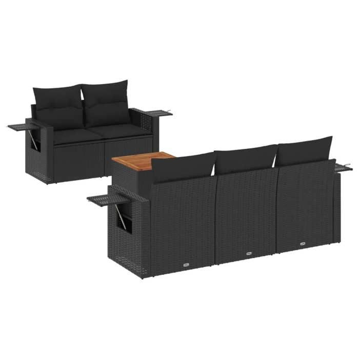 VidaXL Garden Lounge Set with Cushions 6 Pcs, Patio Sofas, Patio Furniture Set, Outdoor Furniture, Black 3256776