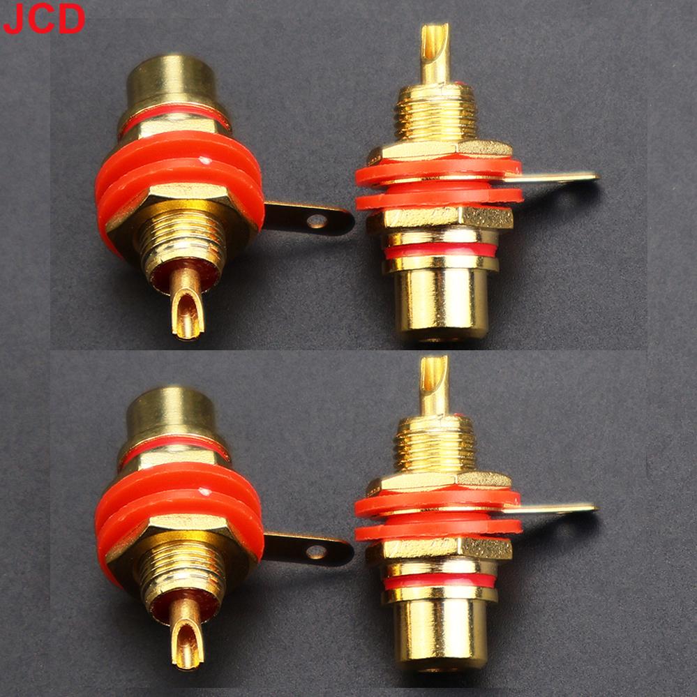 4 Pcs Solderable Rca Panel Mount Plug Female Jacks Socket Connector Chassis Amplifier Terminal Adapter Coupler for Amp (2 Pairs)