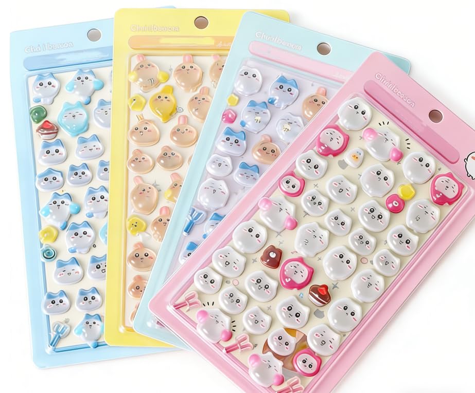 

Loong 3D Stickers Heartfelt Puffy Cute 4-Piece Set Stylish Deco Removable for Notebook Mobile DIY Girls