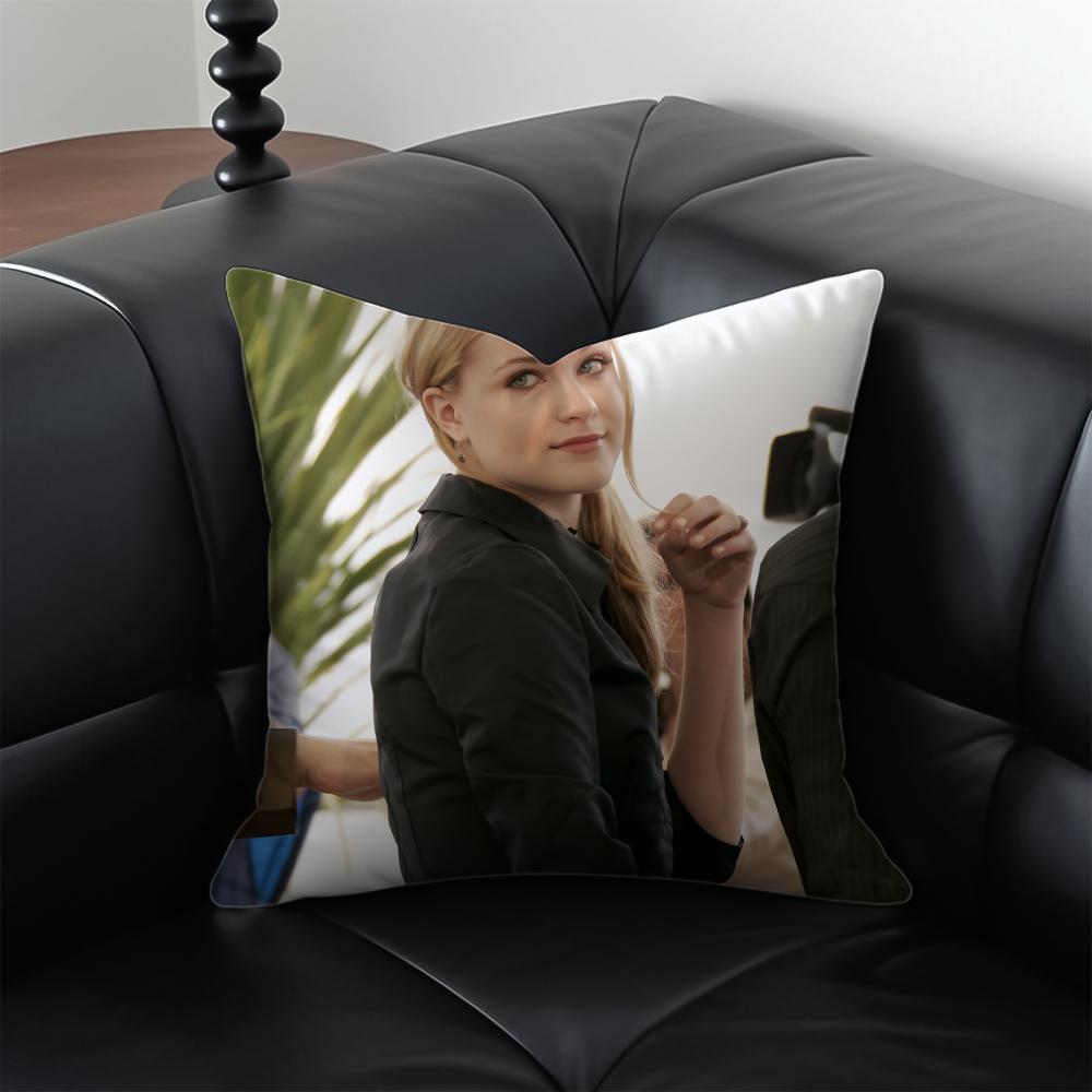 E-Evan Rachel Wood Hollywood Star Cushion Cover Pillow Case Anti-Dustmite Invisible Zipper Silky Plush Cushion