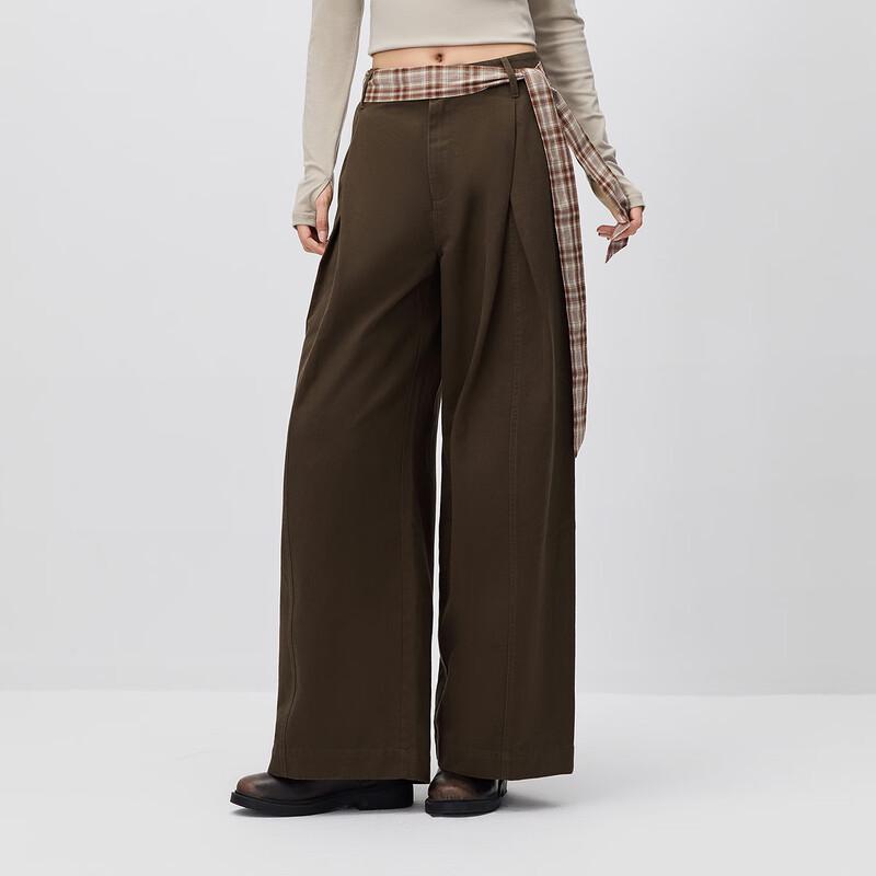 Semir Women's Loose Pleated Wide-Leg Long Pants with Belt