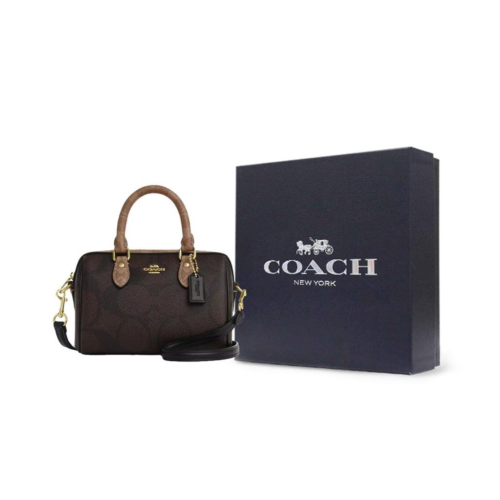Coach Rowan 18 Top-Reißverschluss Leder Schultertasche Crossbody Handtasche Klein Damen Handtaschen Braun CAB16-IMXI8