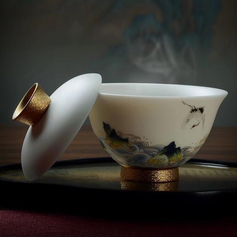 

Chaxun Mutton Fat Jade White Porcelain Gaiwan Tea Bowl