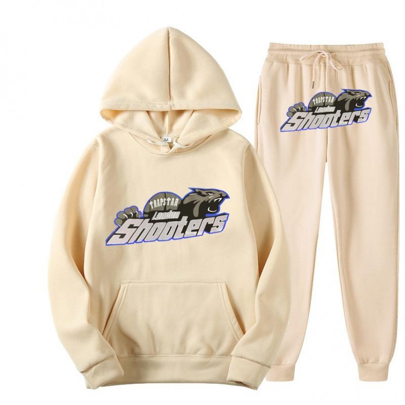 New Men's and Women's Casual Sports Suit, Red and Black Tiger Head Sweater and Sweatpants Suit.