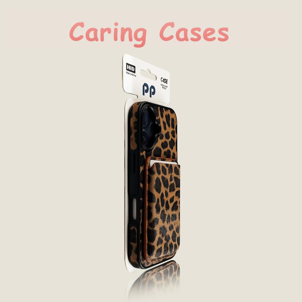 For iPhone 17 Pro Max Case Leopard Print MagSafe Card Wallet Luxury Shockproof Trendy Leather-Patch for iPhone 16 15 14 13