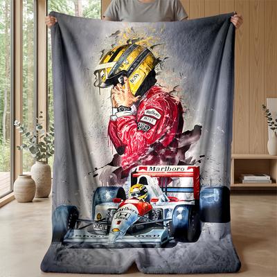 Ayrton SennaPrinted Flannel Blanket Cozy Skin-Friendly Warm Throw for Couch Bed Indoor Daily Use
