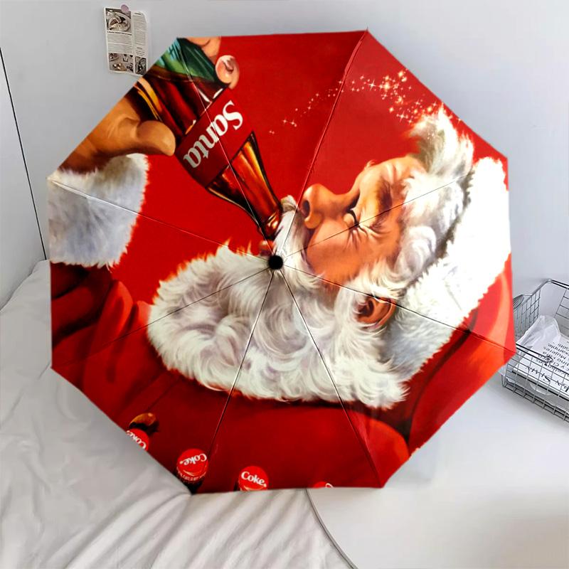 1PC Coca-cola American Flag Automatic Umbrella - Suitable Travel Outdoor Portable Umbrella Birthday Gift Daily Essentials
