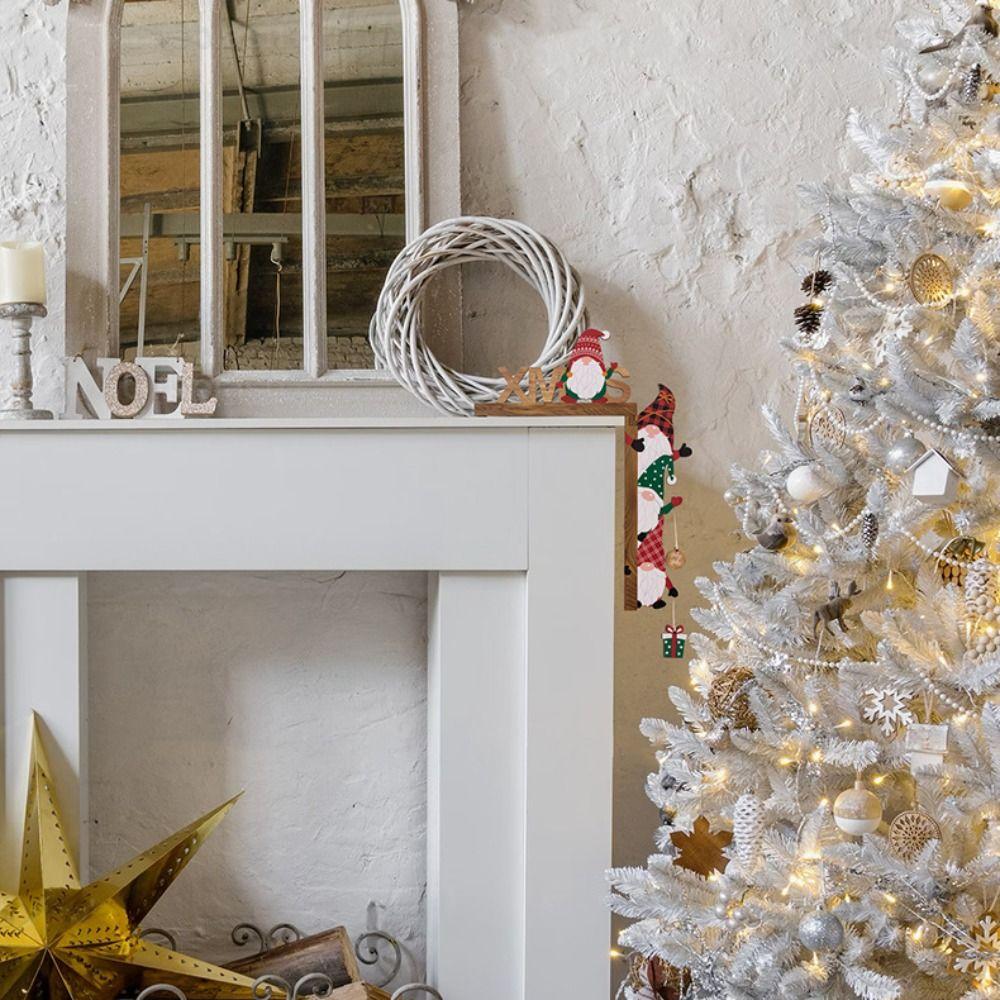 2pcs Wooden Christmas Door Corner Frame Modern Door Sign DIY Door Frame Pendant  Xmas