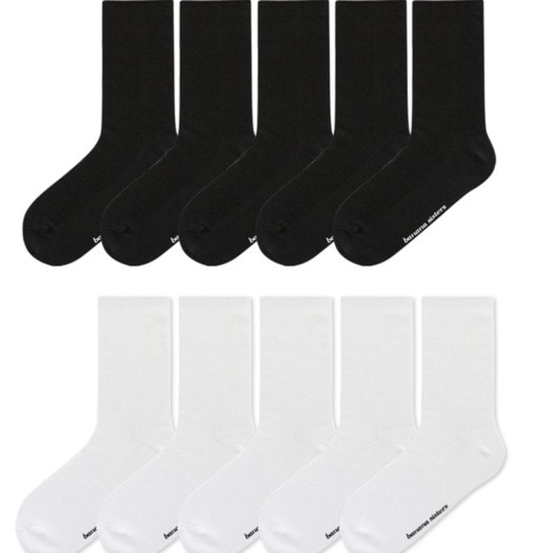 Bananasisters [5SET] Mimi Daily Golji Mid-Calf Crew Socks Basic 2 Colors