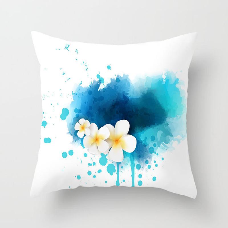 Home Decor Colorful Watercolor Floral Summer Holiday Pillows Pattern Cushion Cover Suitable for Sofa Bedroom Car Pillow Cover