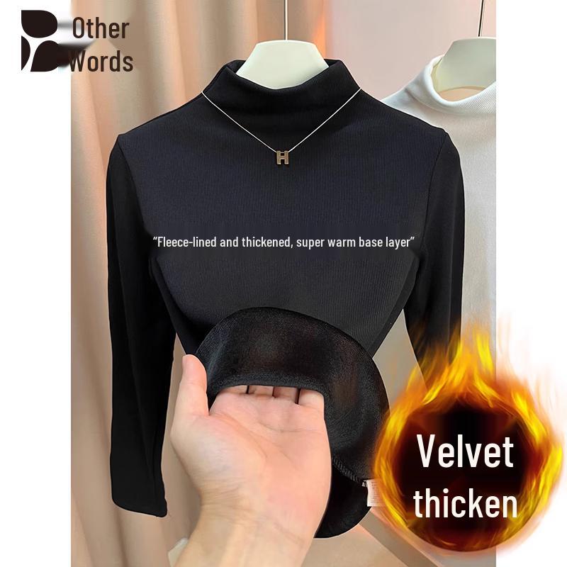 Bieyu Women s Velvet Half Turtleneck Thermal Top S