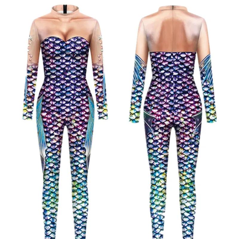 3D Digital Printing Stage Performance Costumes Adults Halloween Events Carnival Theme Party Cosplay Outfit Pretend Game Jumpsuit