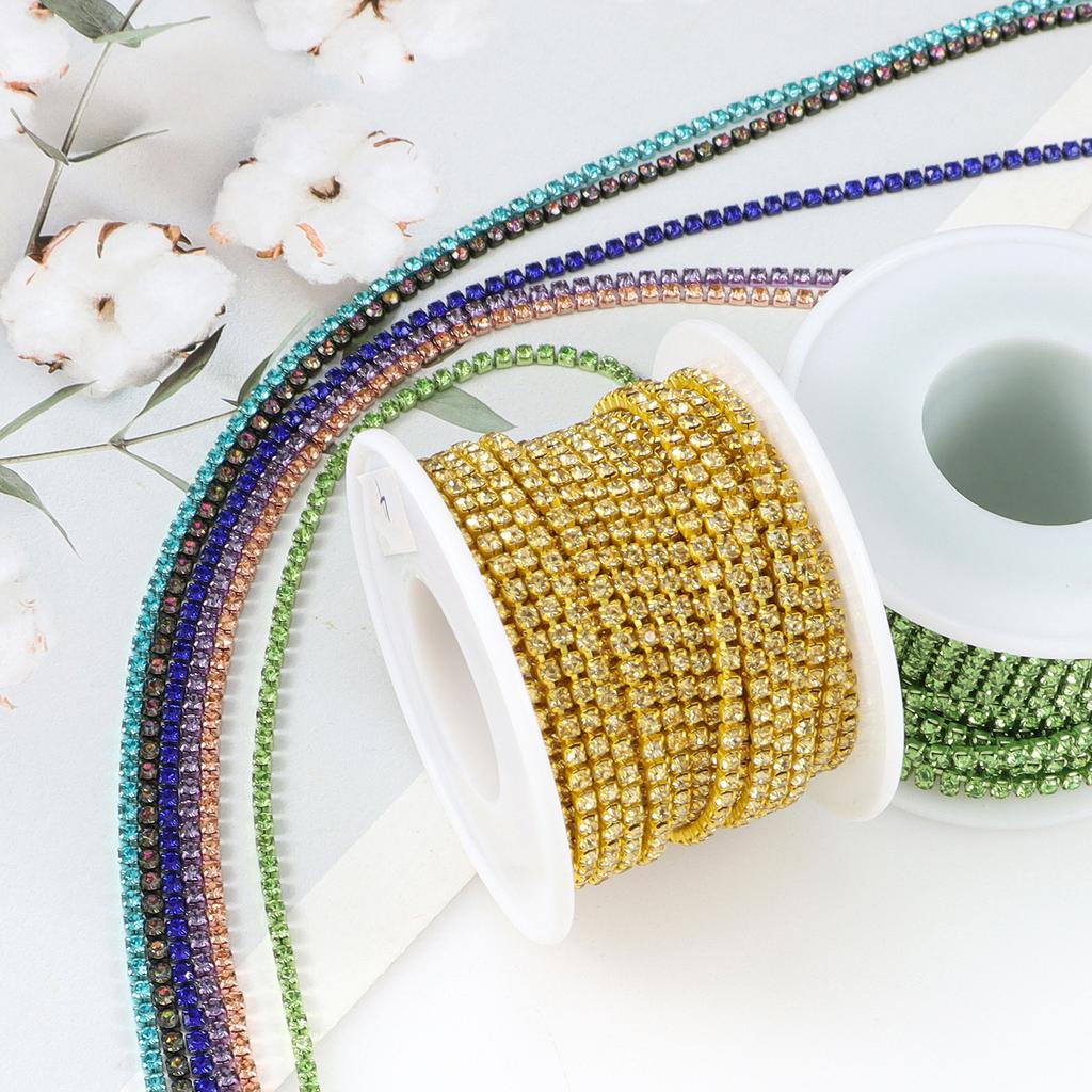 Chaîne fermée diamant cristal 50cm Couture décorative Artisanat DIY Bijoux décoratifs Chaîne à griffes cristal Chaîne à godets diamant